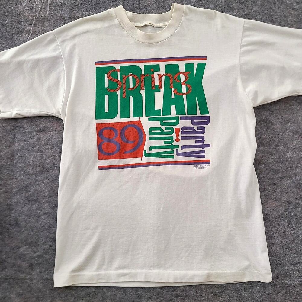 1989 Spring Break Shirt Mens Medium No Tags Single Stitch White